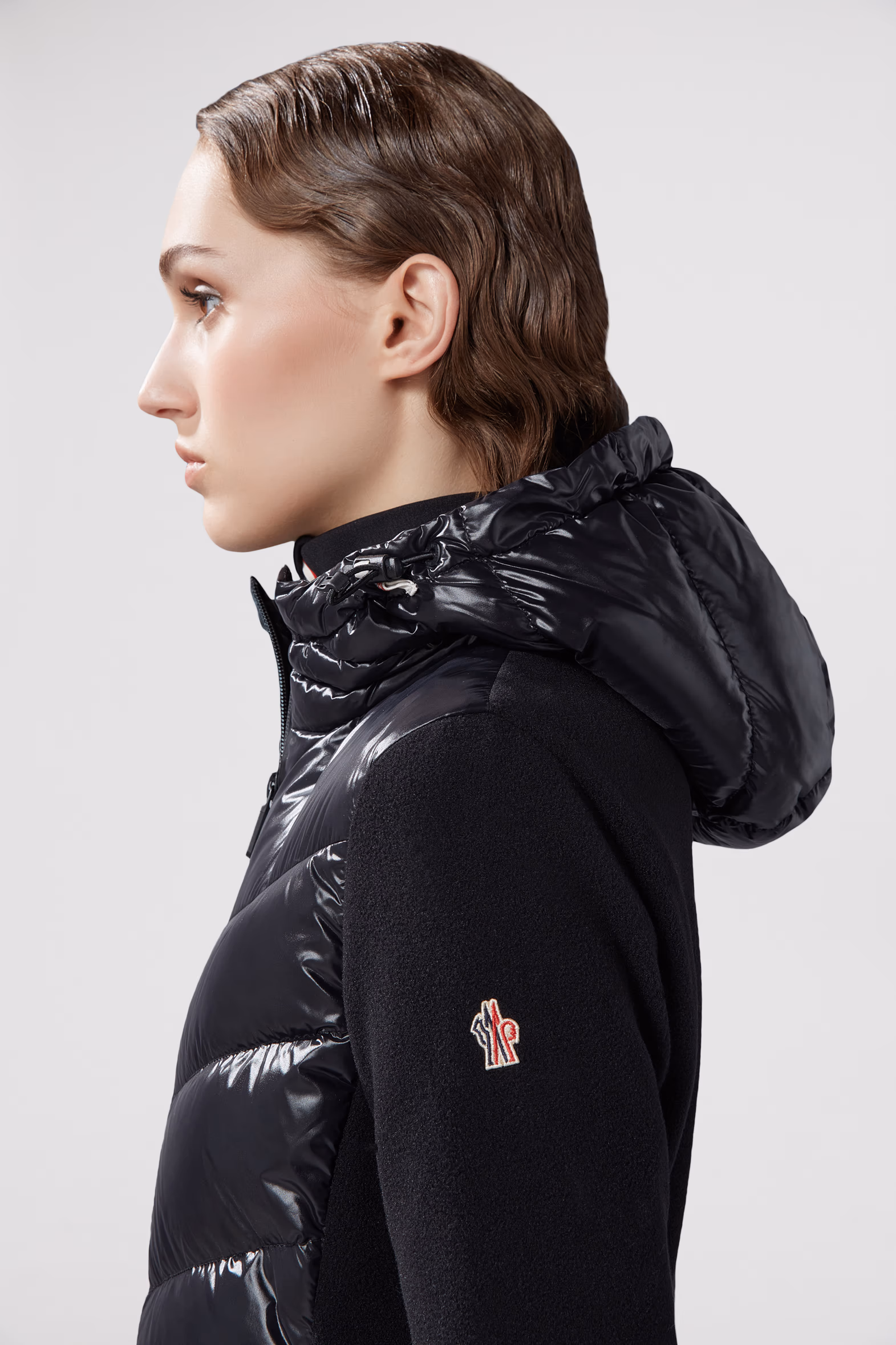Padded Fleece Hoodie Women Black Moncler 4